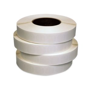 262-13 1.5″ White Paper Tabs, No Perforation, 7M per roll, case of 8 rolls