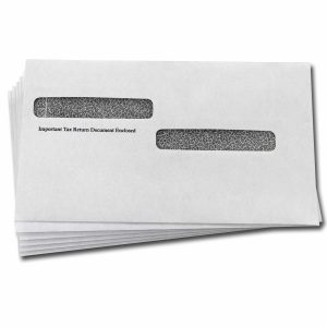 EW2-B 5.625 x 9.5, Side by Side Window, Gummed, White W-2 Envelopes with Tint