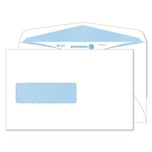 EL1-L Pitney Bowes® 6" x 9 1/2" Gummed White Window 24lb Security Tint