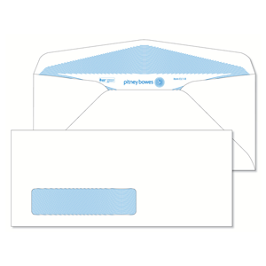 EL1-R Pitney Bowes® Envelopes #10 Gummed White Window 24lb Security Tint